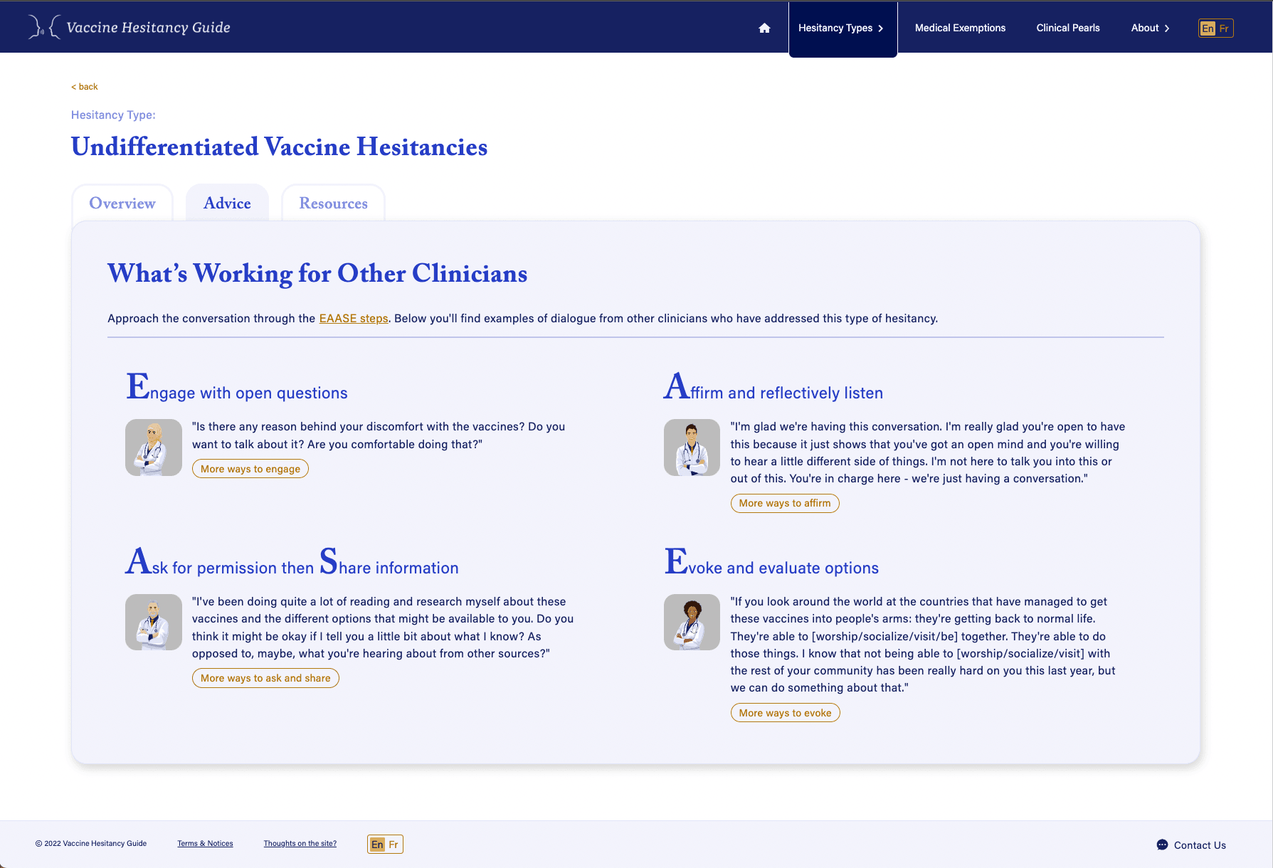 Screenshot of Undifferentiated Hesitancy overview page